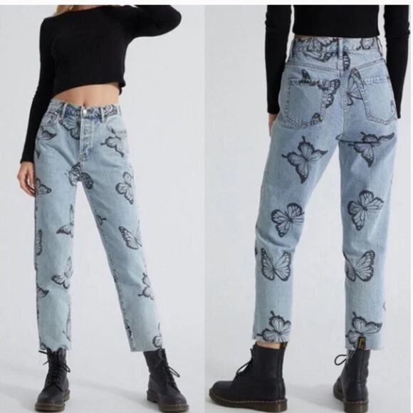 PacSun Eco Butterfly High Rise Straight Denim Jeans Size 31/12 - Picture 1 of 9